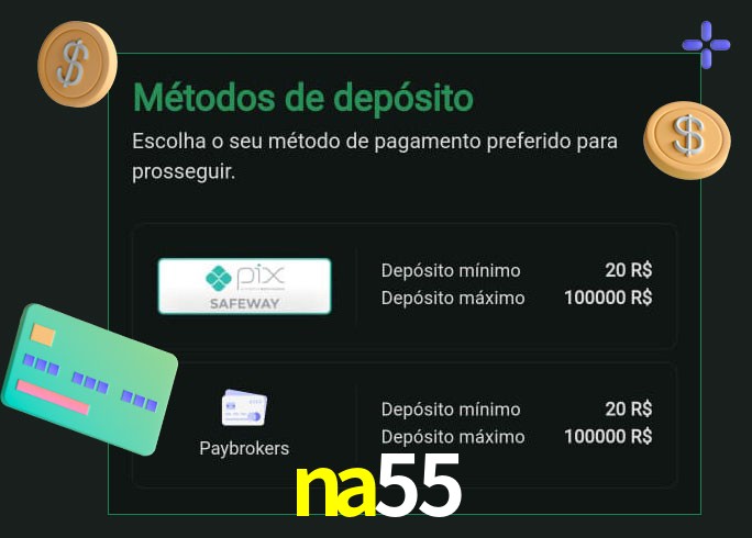 O cassino na55 oferece uma grande variedade de métodos de pagamento